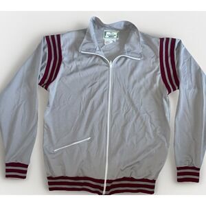 Winning Ways‎ Track Jacket Men's Large Gray Maroon 90s Full Zip Athletic Warm Up
